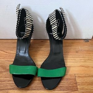 PIERRE HARDY WEDGE SNAKE SKIN AND LEATHER SANDALS